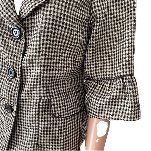 Courtenay Brown Checkered 3-Button Top Size 12 - Picture 3 of 14